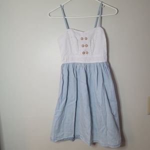 womens/juniors size xs xhilaration summer dress spaghetti strap white and blue